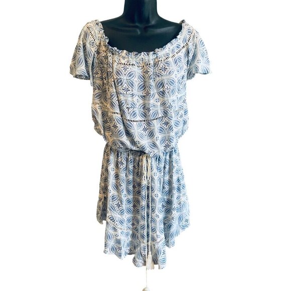 Bohome Womens Romper size 1X blue white 40W 50Ch 50 hip - Picture 6 of 8